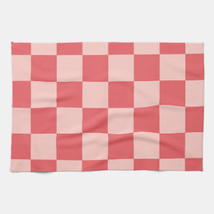 Pink Red Chequered Gingham Pattern Kitchen Towel