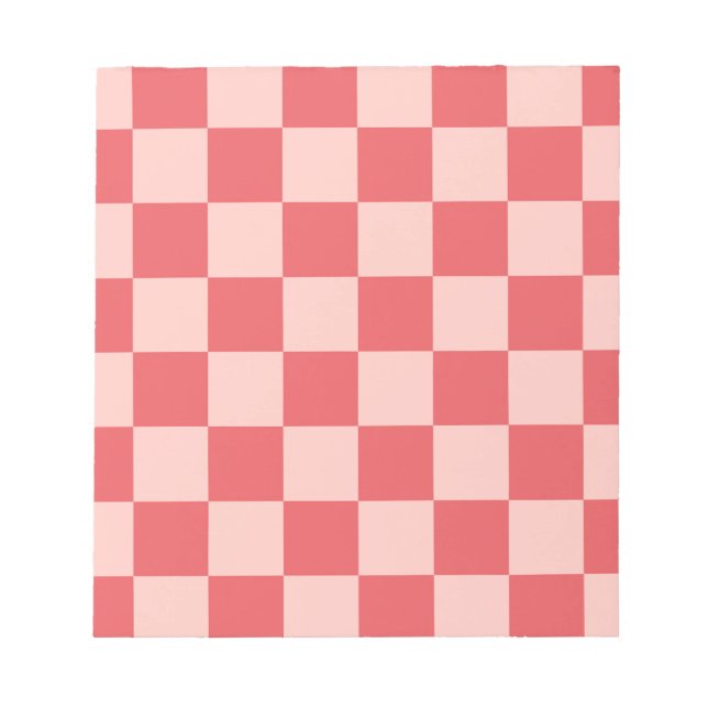 Pink Red Chequered Gingham Pattern Notepad (Front)