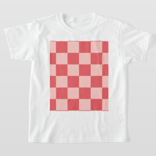 Pink Red Chequered Gingham Pattern T-Shirt