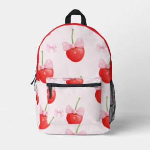 PINK RED CHERRIES BACK TO SCHOOL PRINTED BACKPACK