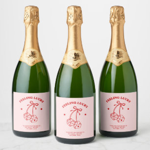 Pink & Red Cherry Bachelorette Champagne Label