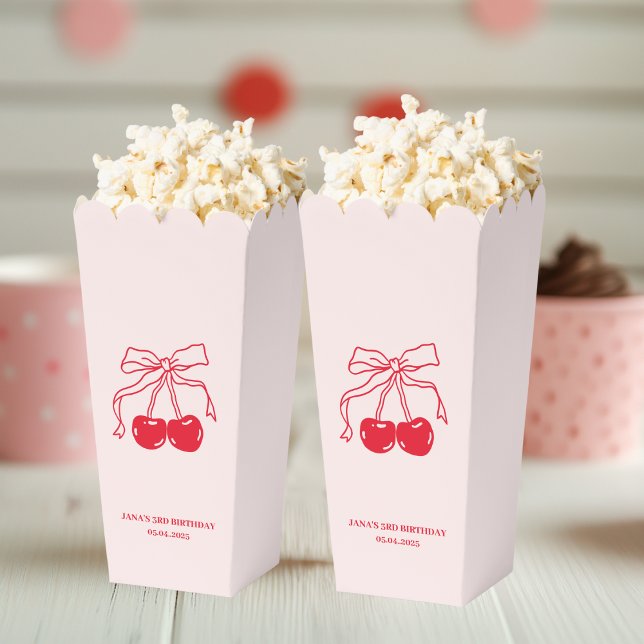 Pink & Red Cherry | Birthday Party Treat Bag Favor Box (Creator Uploaded)