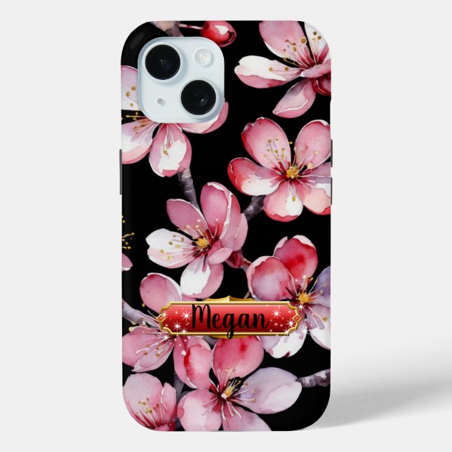Pink-Red Cherry Blossoms iPhone / iPad case (Back)