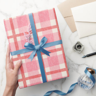Pink & Red Christmas Gingham  Wrapping Paper