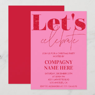 Pink Red Company Christmas Party Let's celebrate Invitation