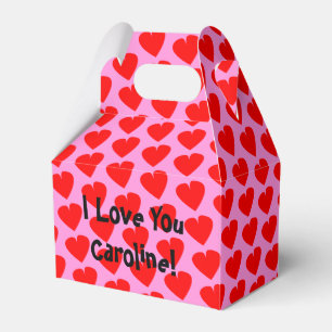 Pink Red Cute I Love You Valentines Day Custom Favor Box