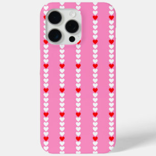 Pink Red Cute Simple Heart Stripe Y2K Pattern  iPhone 15 Pro Max Case