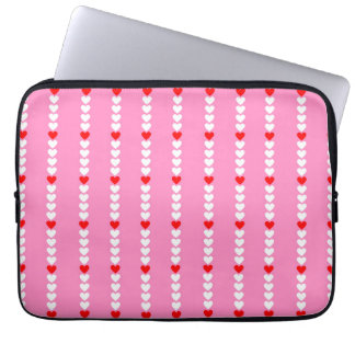 Pink Red Cute Simple Heart Stripe Y2K Pattern Laptop Sleeve