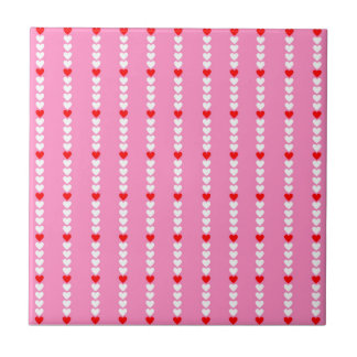 Pink Red Cute Simple Heart Stripe Y2K Pattern Tile
