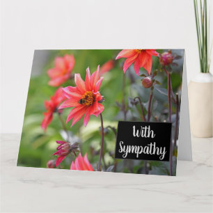 Pink & Red Dahlia Flowers Wisley With Sympathy Card