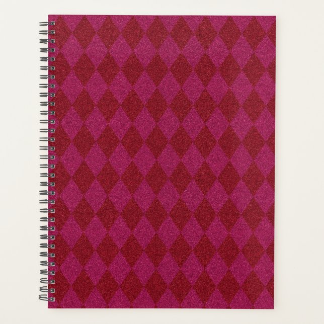 Pink & Red Diamond Glitter Planner (Front)