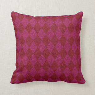 Pink & Red Diamond Glitter Pouf Throw Pillow