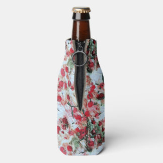 Pink Red Dirty polka Dot Grunge Decay Bottle Cooler