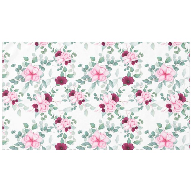 pink red elegant floral   tablecloth (Front (Horizontal))