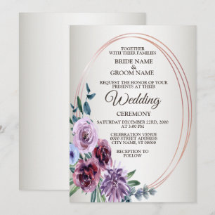 Pink Red Floral Geometric Watercolor Wedding Invitation