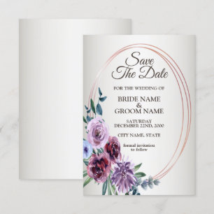 Pink Red Floral Geometric Watercolor Wedding Save The Date