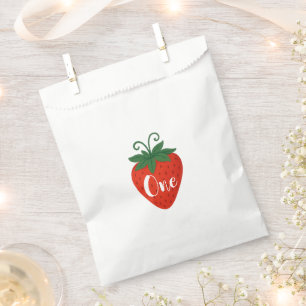 Pink & Red Floral Vines Strawberry Cute Party Favour Bag