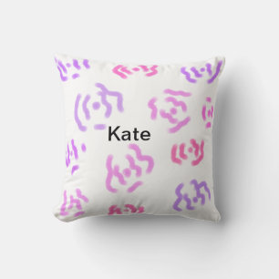 Pink red floral watercolor add name text modern throw pillow