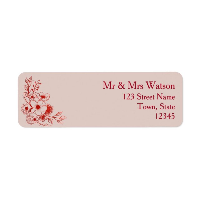 Pink Red Floral Wedding Return Address (Front)