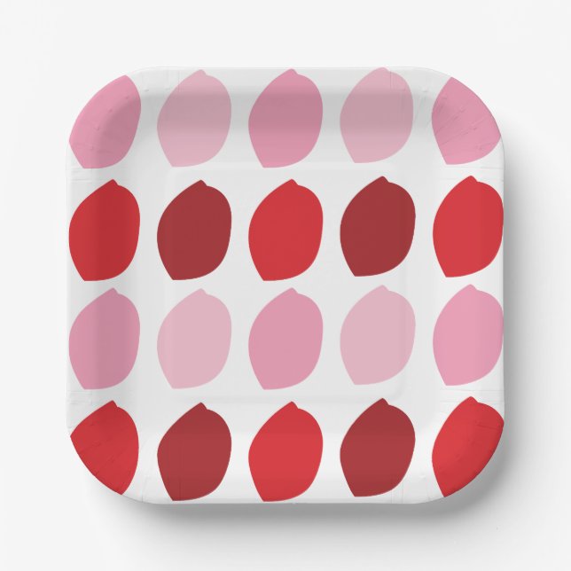 Pink Red Flower Petals Party Paper Plate (Front)