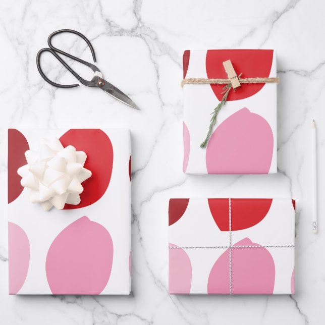 Pink Red Flower Petals Wrapping Paper Sheet (Front)