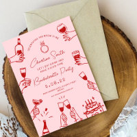 Pink Red Funky Handwritting Bridal Brunch
