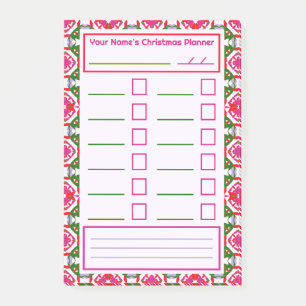 Pink Red Green Christmas Planner Festive Organiser Post-it Notes