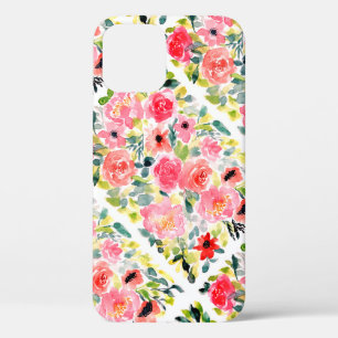 Pink Red Green Floral Watercolor Case-Mate iPhone iPhone 12 Pro Case