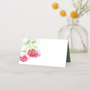 Pink red green gumnut art wedding place cards