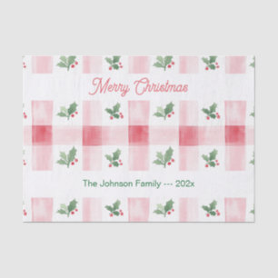 Pink Red Green Retro Personalized Christmas Tissue Paper