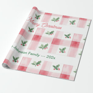Pink Red Green Retro Personalized Christmas Wrapping Paper