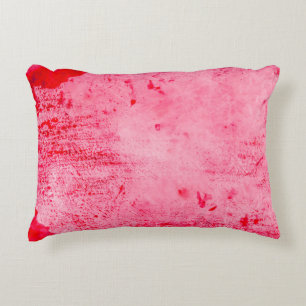 Pink Red Grunge Paint Texture Accent Pillow