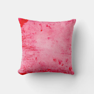 Pink Red Grunge Paint Texture Throw Pillow