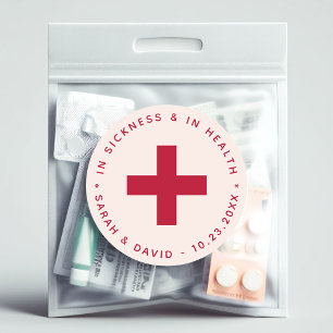 Pink & Red Hangover Kit In Sickness and in Health Classic Round Sticker