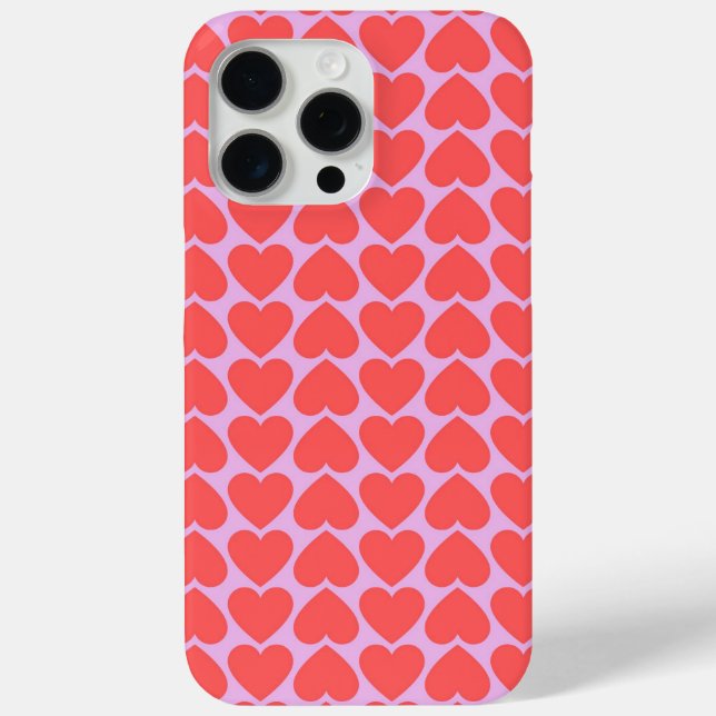 Pink Red Heart Grid Y2K Pattern Case-Mate iPhone Case (Back)