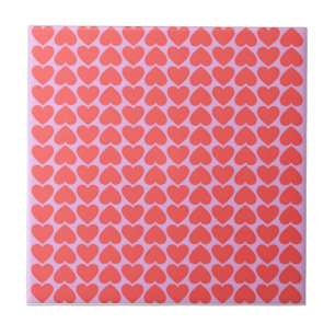 Pink Red Heart Grid Y2K Pattern Tile