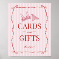 Pink & Red Heart Lingerie Shower Cards & Gifts
