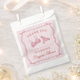 Pink & Red Heart Lingerie Shower Party Dessert Favour Bag