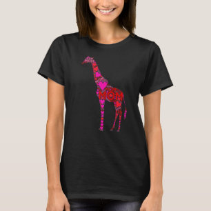 Pink Red Heart Love Mom African Giraffe Mama Moth T-Shirt