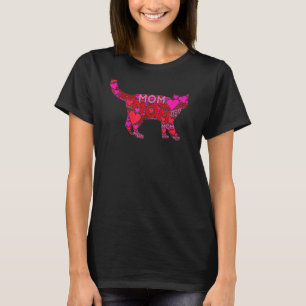 Pink Red Heart Love Mom  Cute Pet Cat Mama Mother' T-Shirt