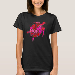 Pink Red Heart Love Mom Cute Sea Turtle Mama Moth T-Shirt