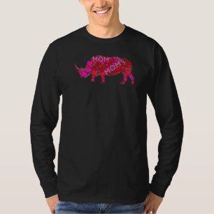 Pink Red Heart Love Mom Rhino Mama Mother's Day T-Shirt