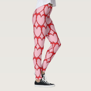 Pink & Red Heart  ompression Fit Leggings