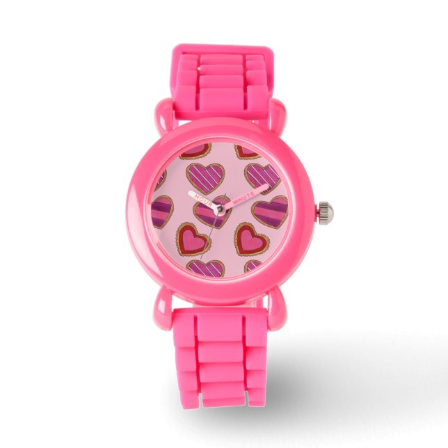 Pink Red Heart Sugar Cookie Love Valentine's Day Watch (Front)