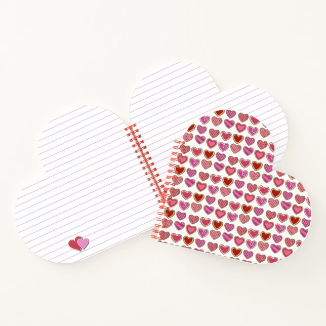 Pink Red Heart Sugar Cookie Valentine's Day Love Notebook (Inside)
