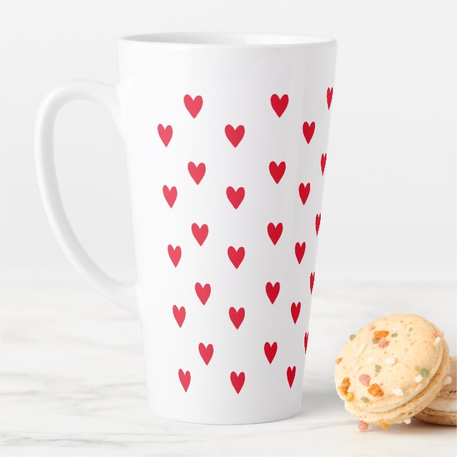 Pink Red heart Valentines Day themed Romantic Latte Mug (In Situ)