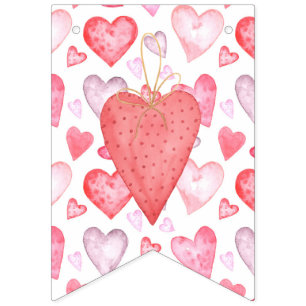 Pink & Red Hearts Be My Valentine Bunting Flags