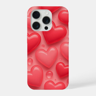 Pink & Red Hearts Bubble Pattern iPhone 15 Pro Case