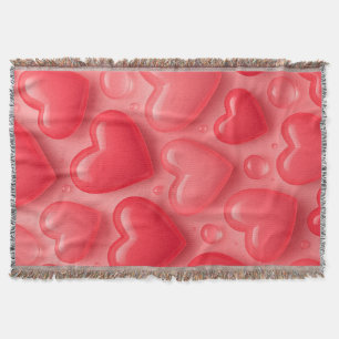 Pink & Red Hearts Bubble Pattern Throw Blanket