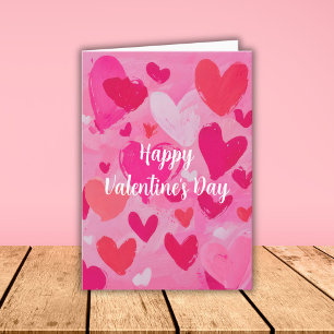 Pink Red Hearts Design Valentine`s Day Card